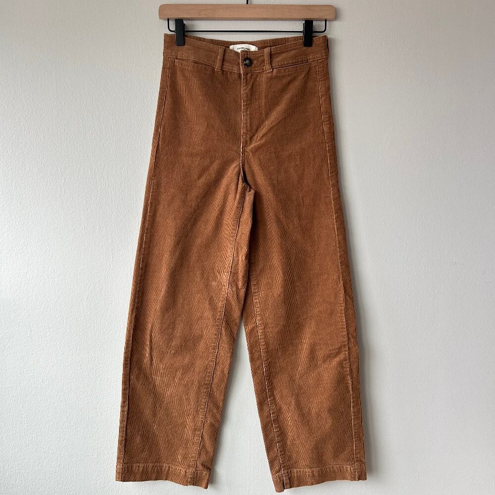 Everlane Corduroy Wide Leg Pants Women 0 High Rise Brown Organic Cotton - Picture 2 of 11